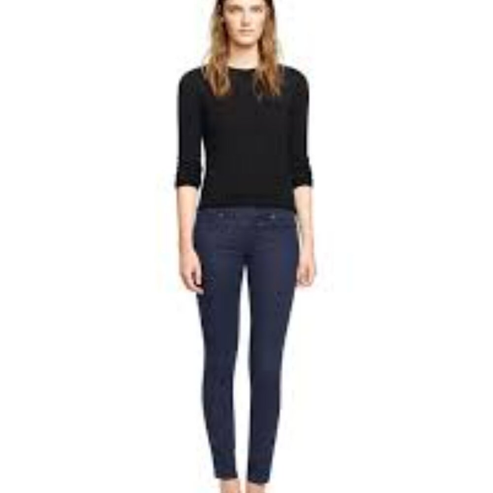Tory Burch Dark Blue Denim Jeans with Gold Hardware Long Size 26